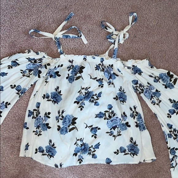American Eagle Outfitters Tops - Off the Shoulder, Floral Long Sleeve Top